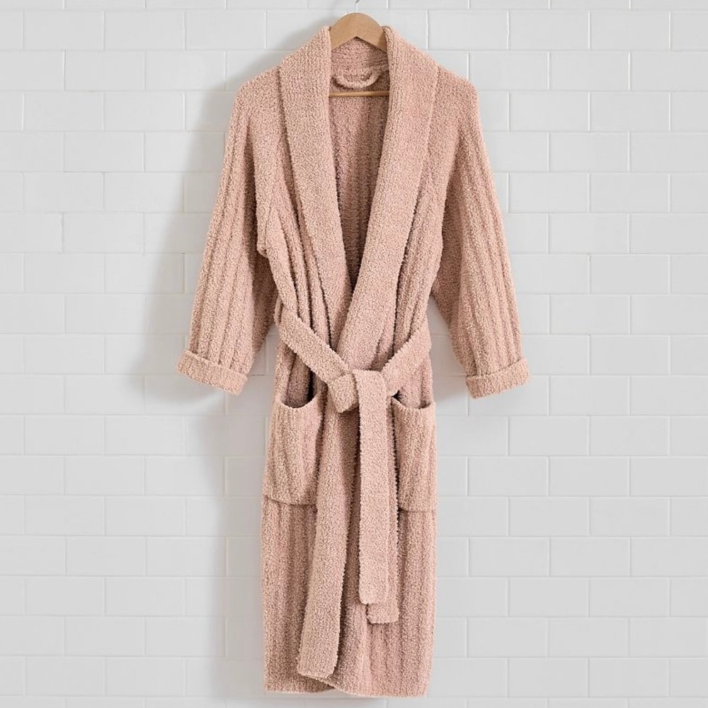 Pottery Barn Teddy Bear Cozy Ribbed Robe Blush‎ Pink Plush Shawl Collar / Medium